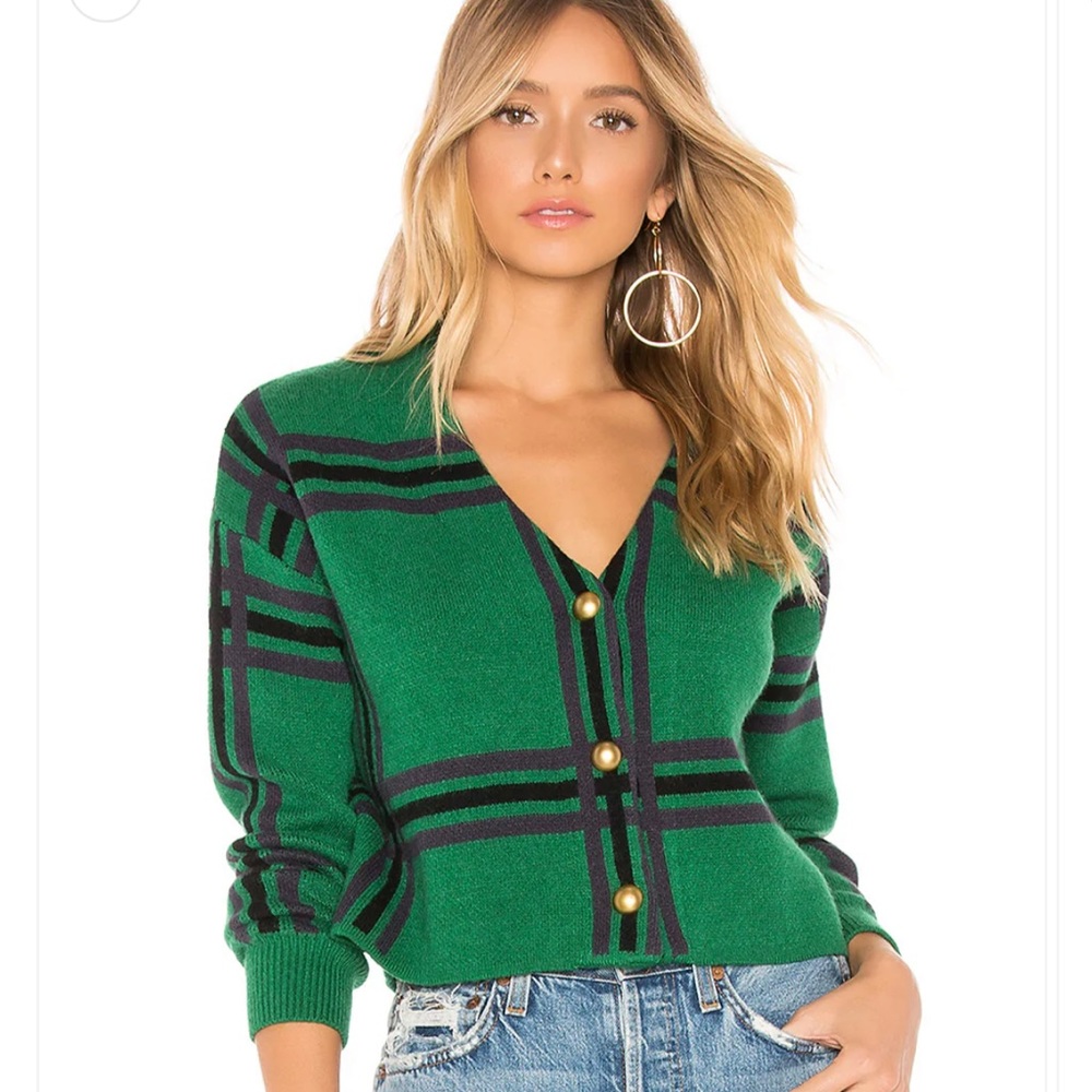 Tularosa Green Plaid Cardigan